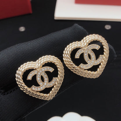 Chanel Brass Heart Earrings