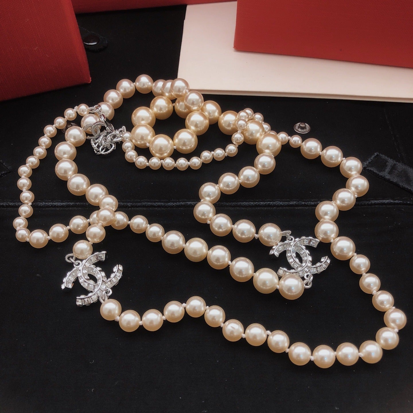 Chanel Brass Pearl Necklace