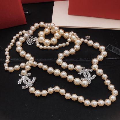 Chanel Brass Pearl Necklace