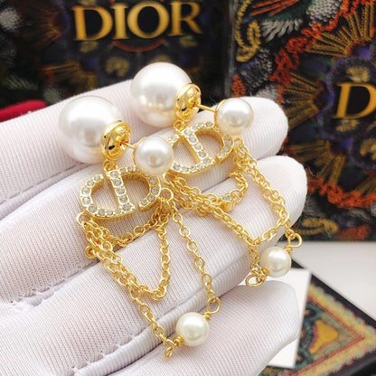 Dior Brass Pearl Earrings