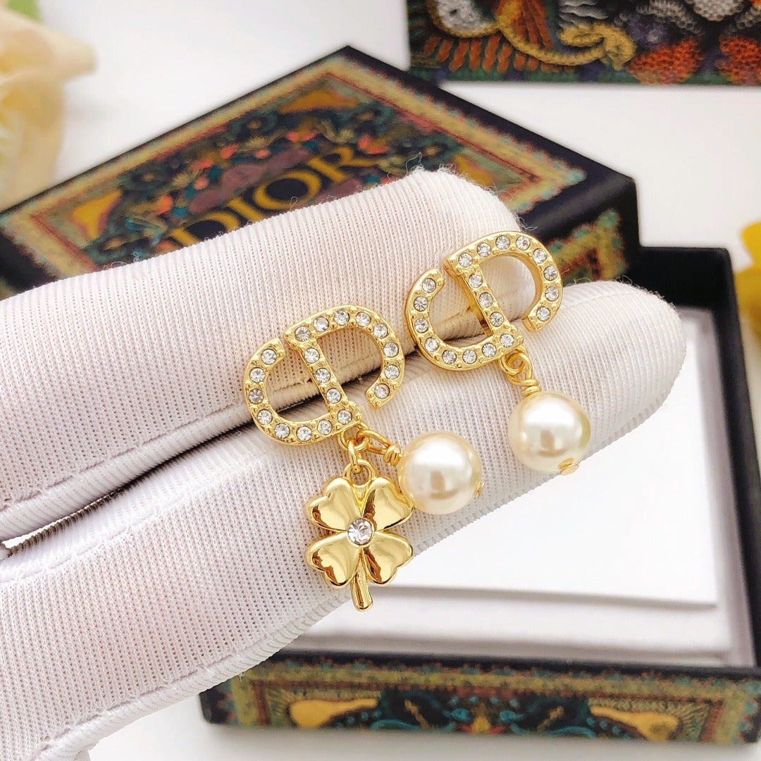 Dior Brass Clover Earrings