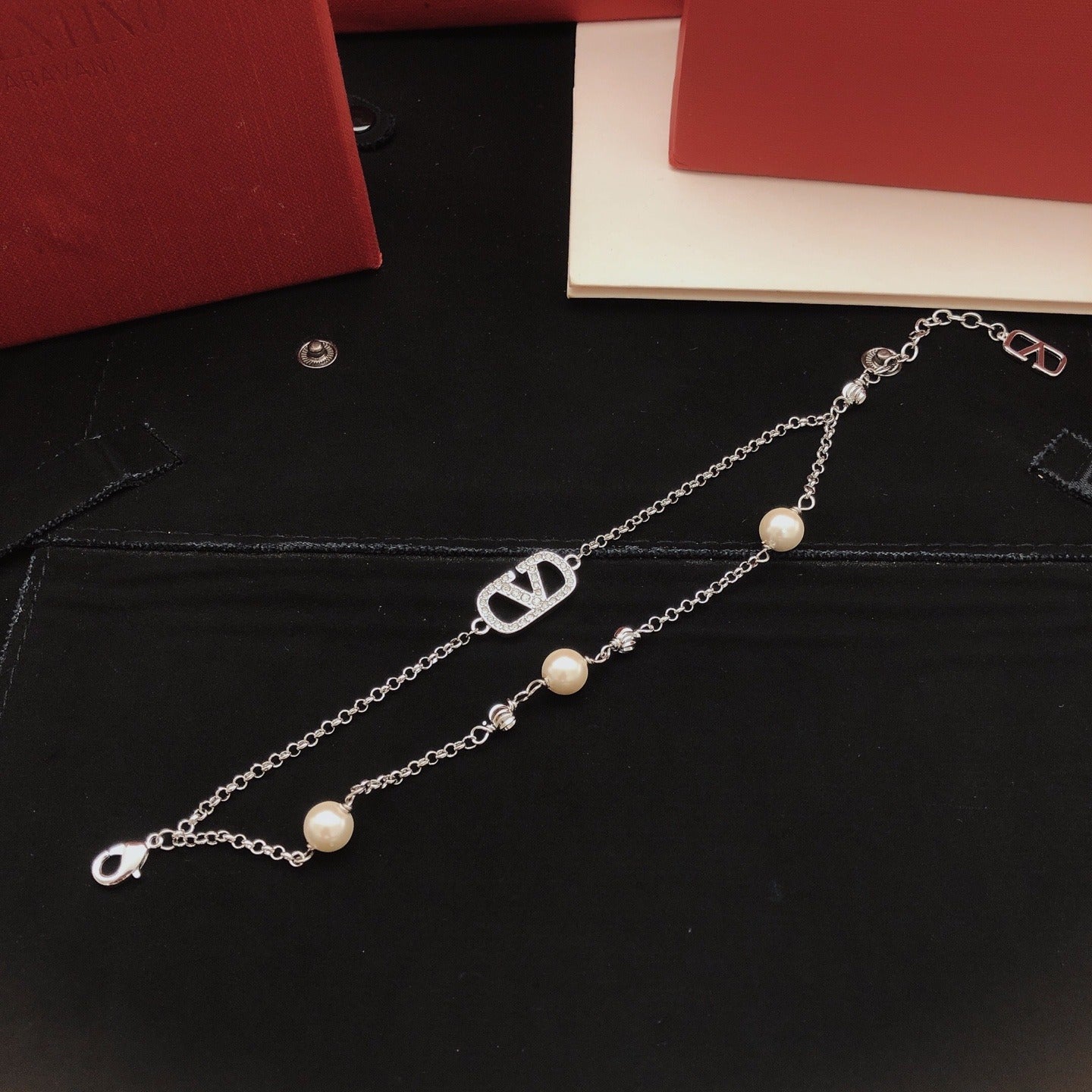 Valentino Brass Pearl Bracelet