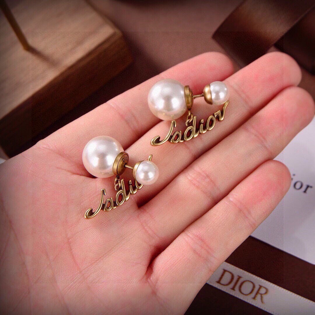 Dior Brass Logo Earrings