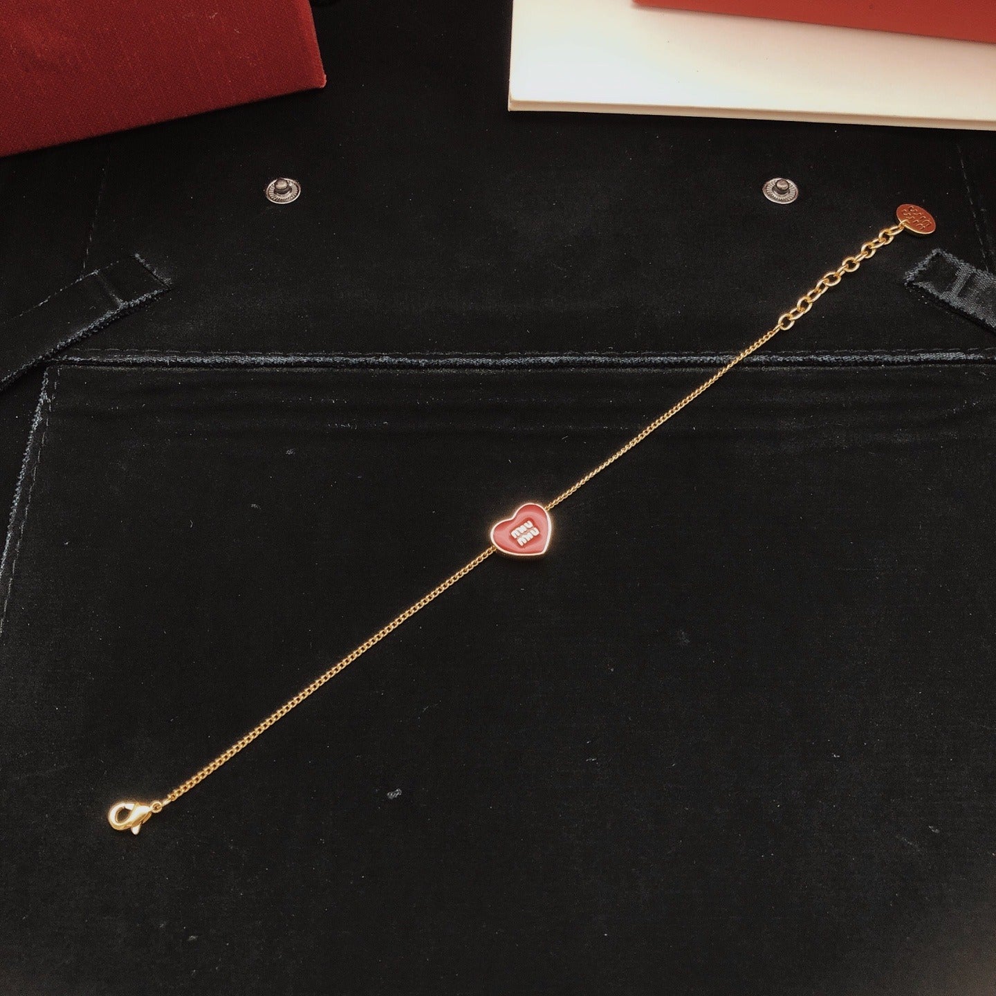 Miu Miu Red Brass Heart Bracelet