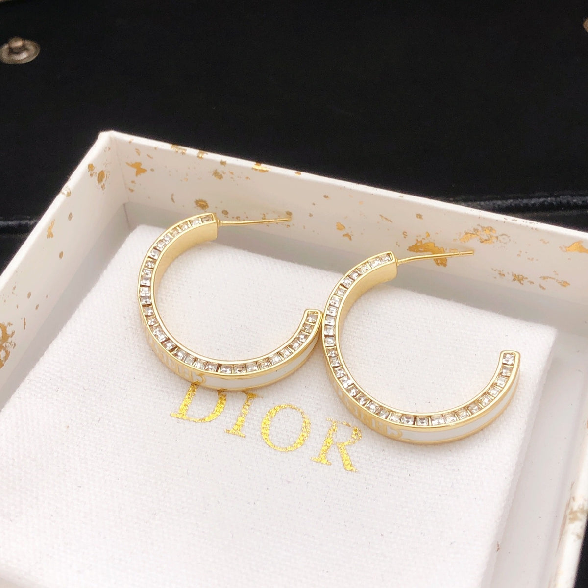 Dior White Brass Earrings