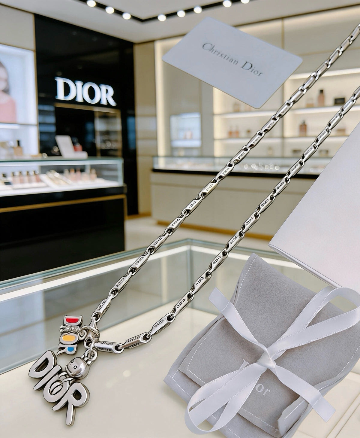 Dior Sterling Silver Chain Necklace