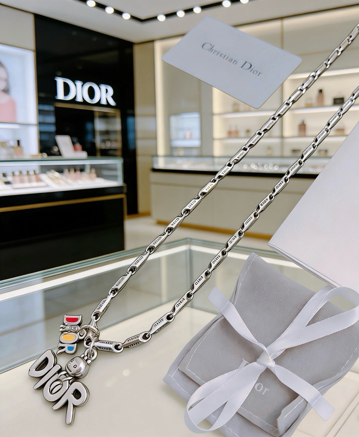 Dior Sterling Silver Chain Necklace