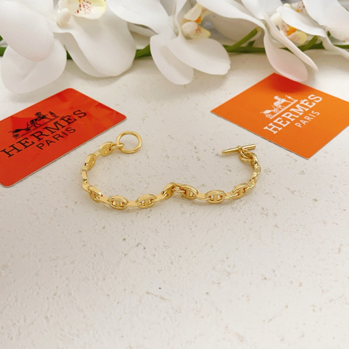 Hermes Gold Brass Bracelet