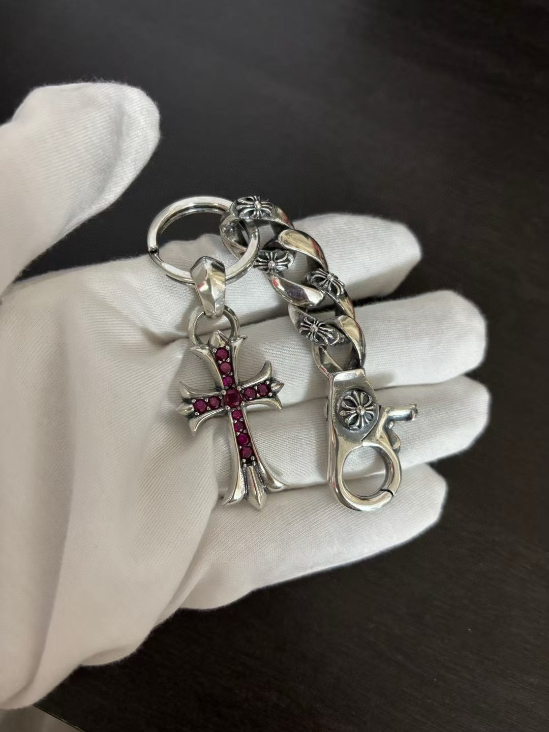 Chrome Hearts Sterling Silver Cross Keychain