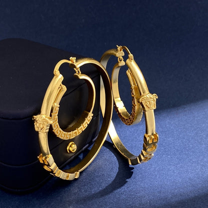 Versace Brass Logo Earrings