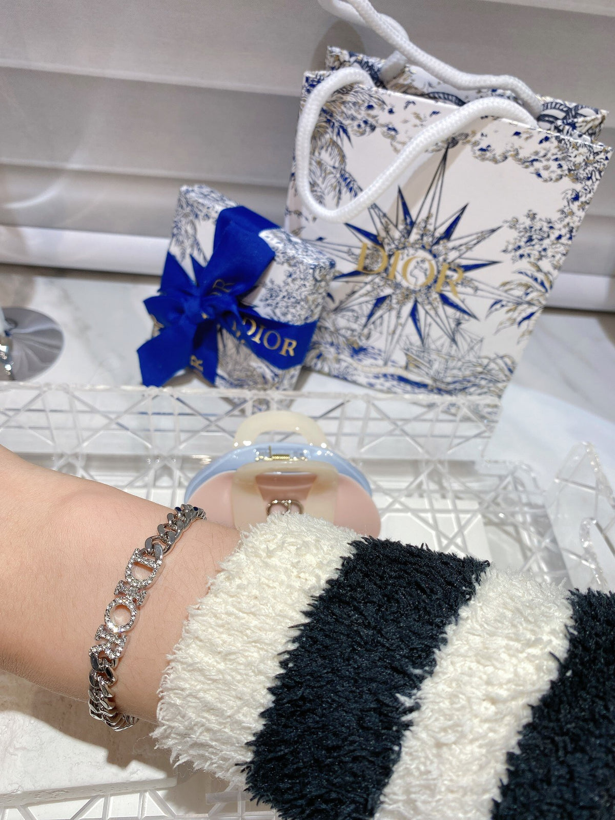 Dior Silver Brass Logo Bracelet