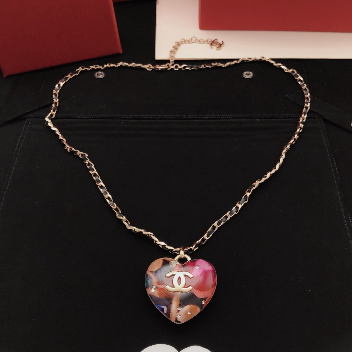 Chanel Leather Heart Necklace