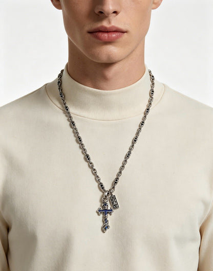 Chrome Hearts Sterling Silver Cross Necklace