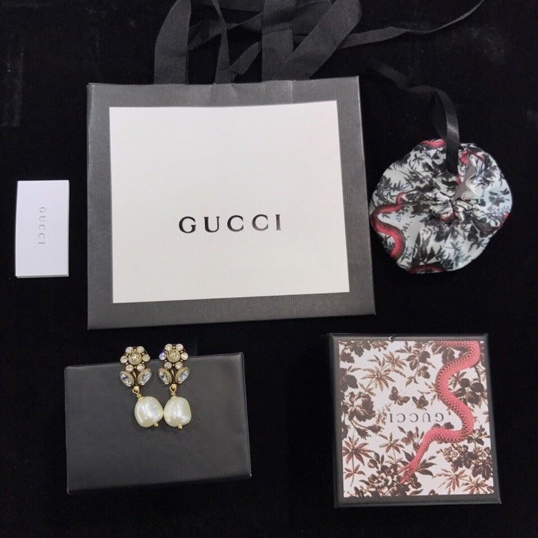 Gucci Sterling Silver Pearl Earrings