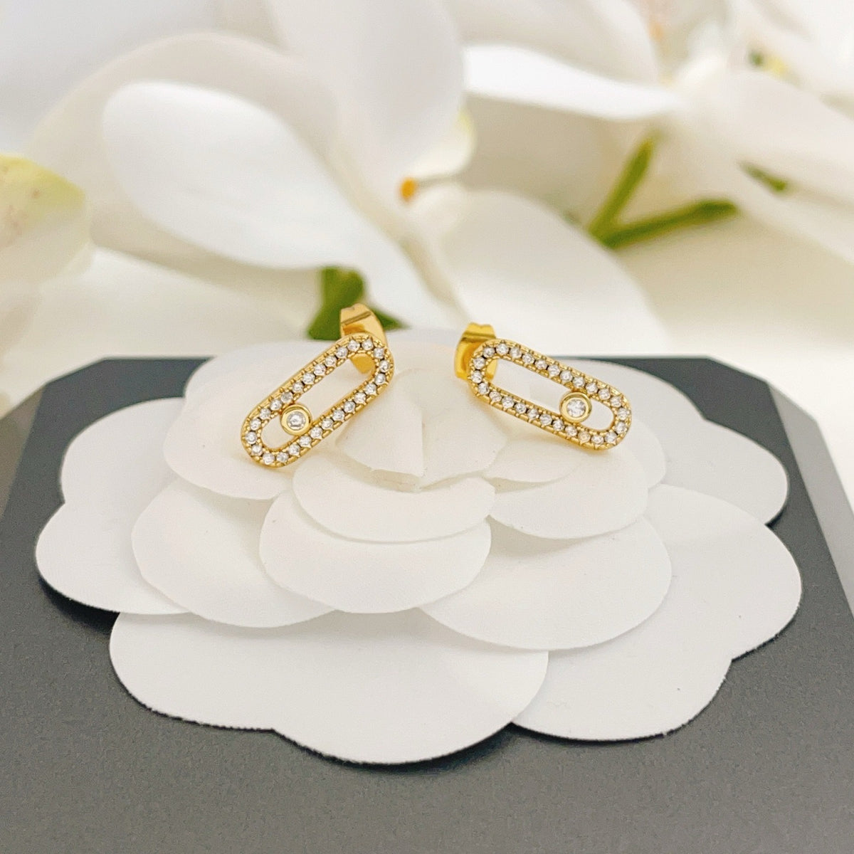 Messika Gold Brass Pave Earrings