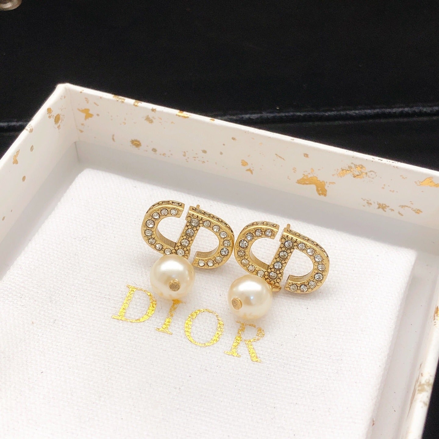 Dior Brass Pearl Earrings