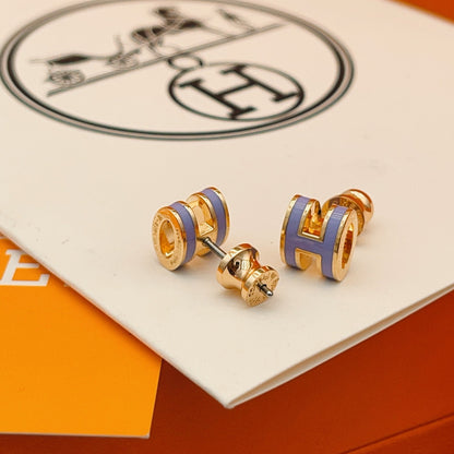Hermes Purple Brass Earrings