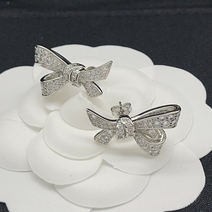 Graff Silver Brass Bow Earrings