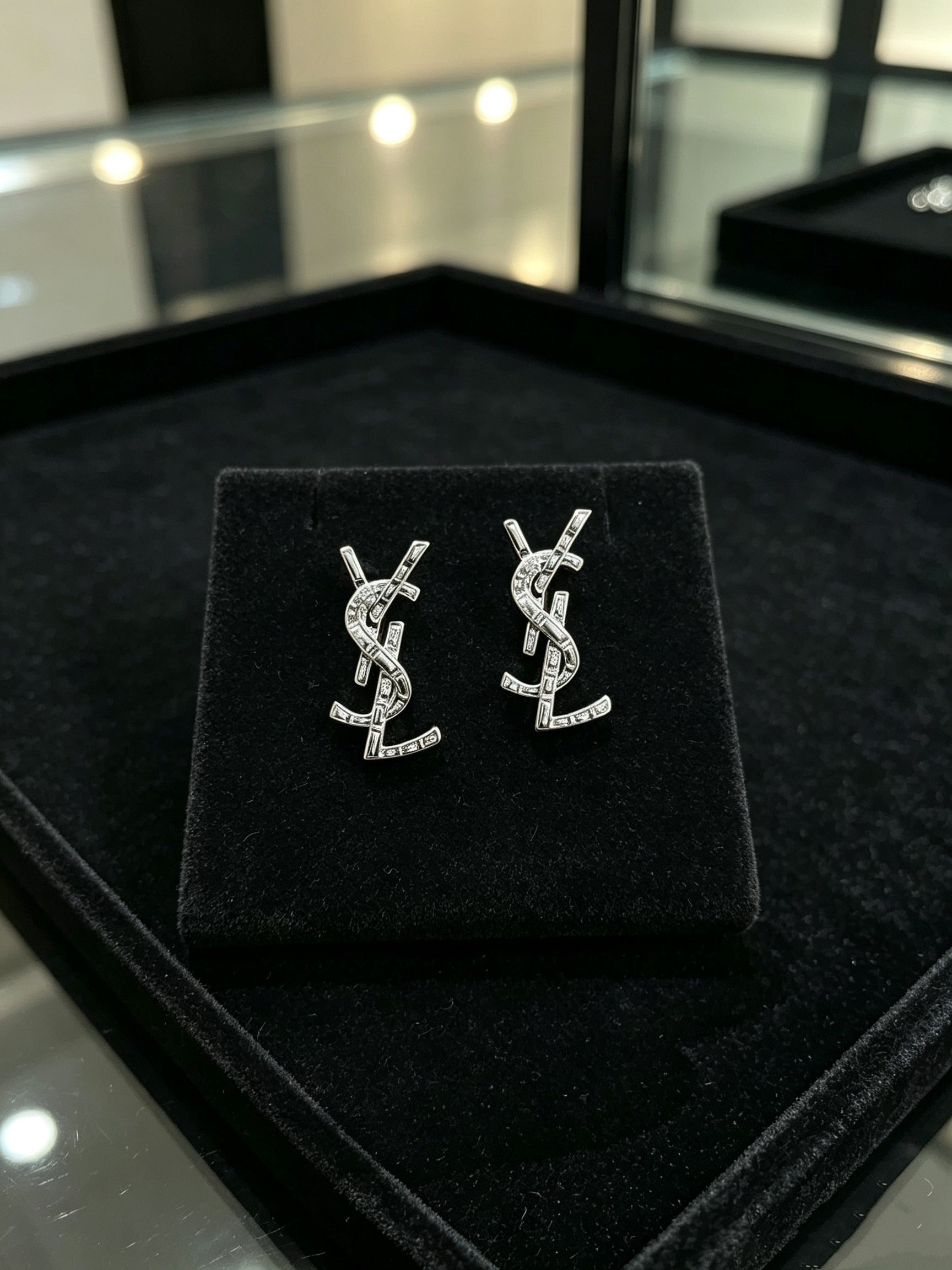 Saint Laurent Sterling Silver Vintage-Finish Earrings