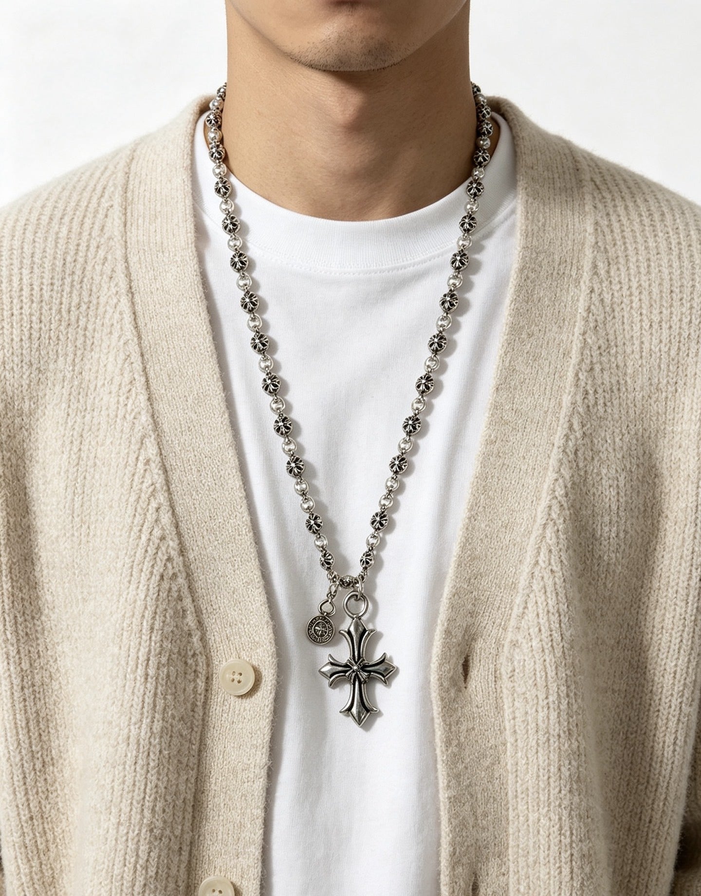 Chrome Hearts Sterling Silver Cross Necklace