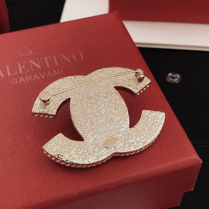 Chanel Pink Brass Brooch
