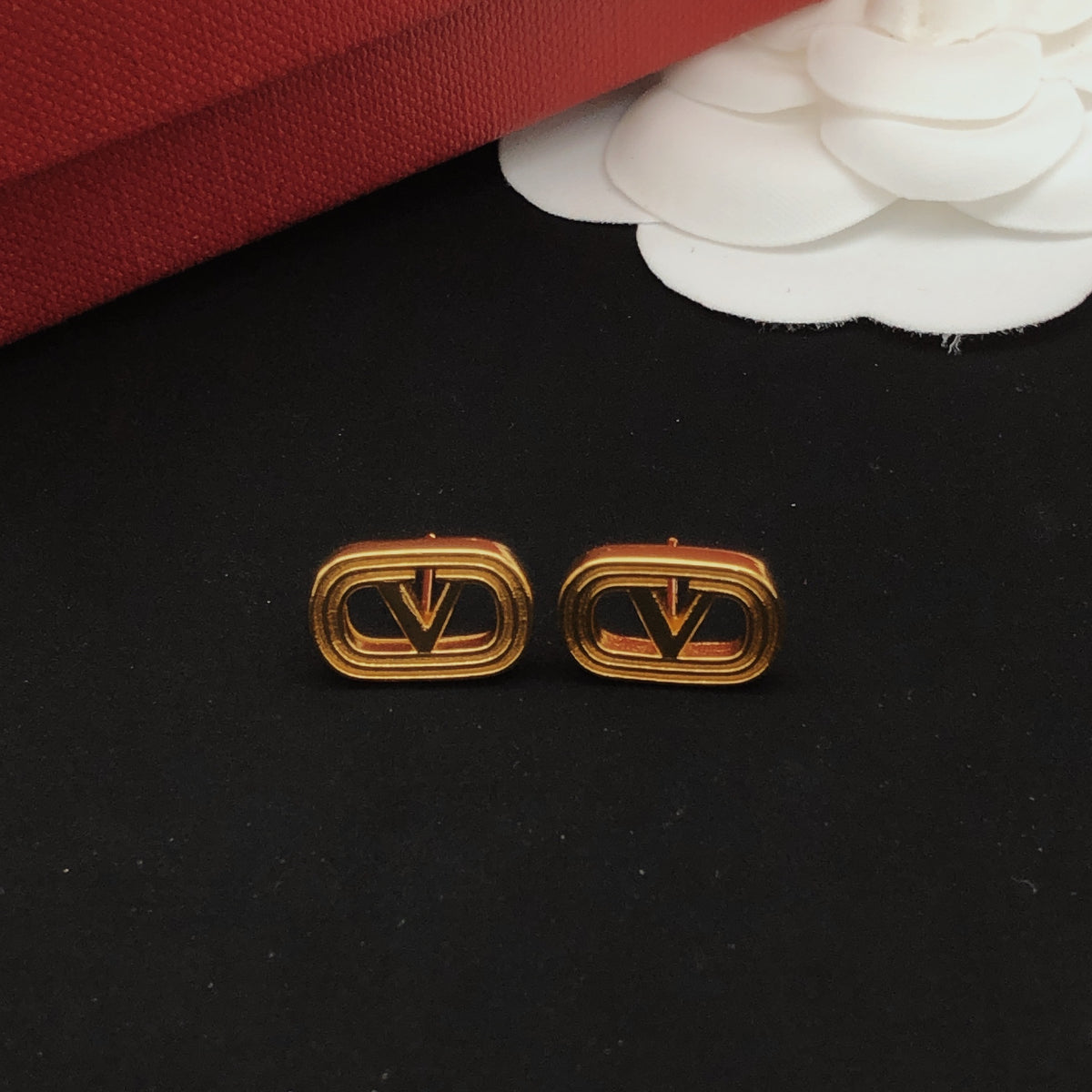 Valentino Brass Openwork Earrings