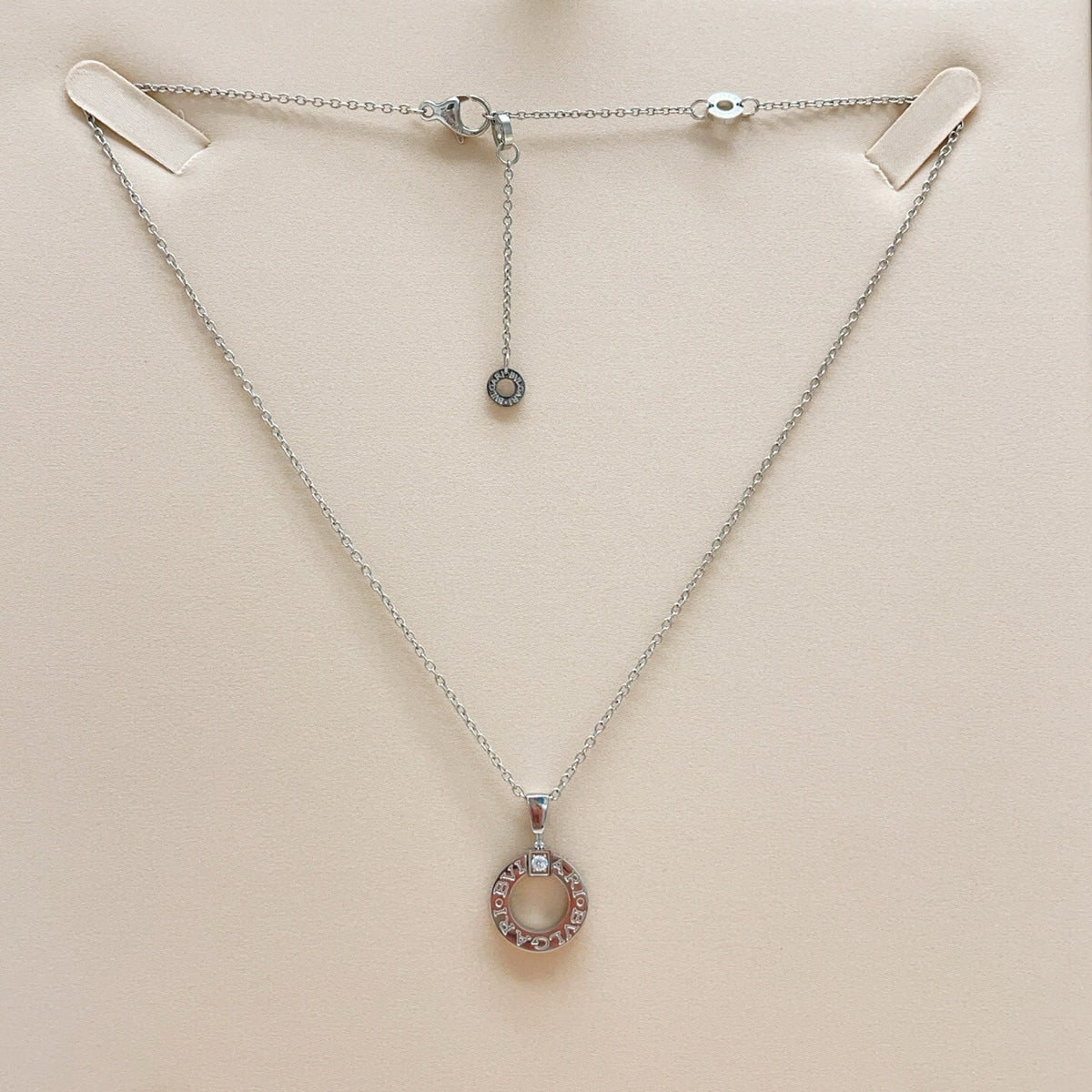 Bvlgari Silver Brass Solitaire Necklace