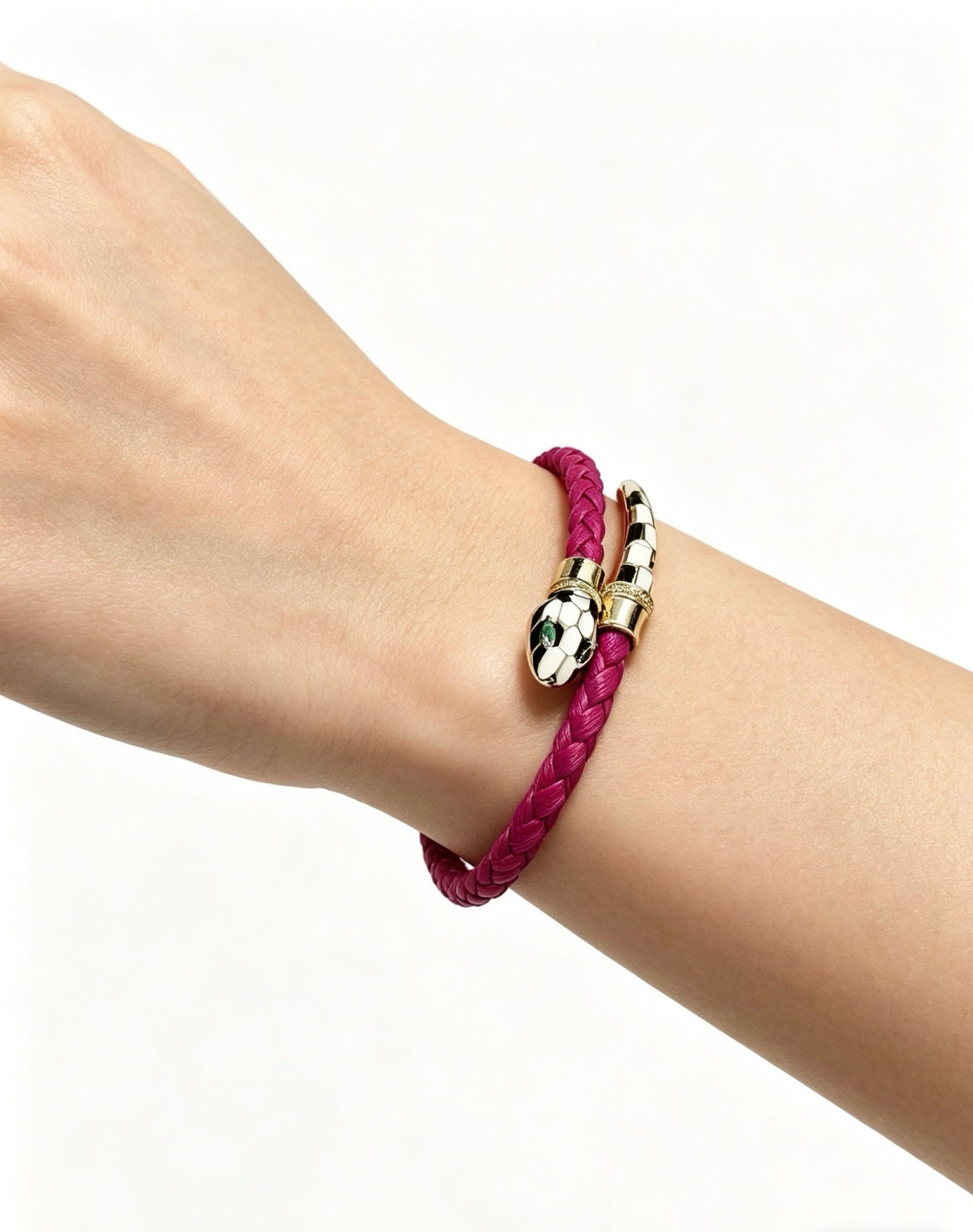 Bvlgari Leather & Sterling Silver Chain Bracelet