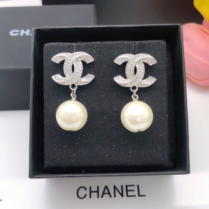 Chanel Silver Pearl Earrings