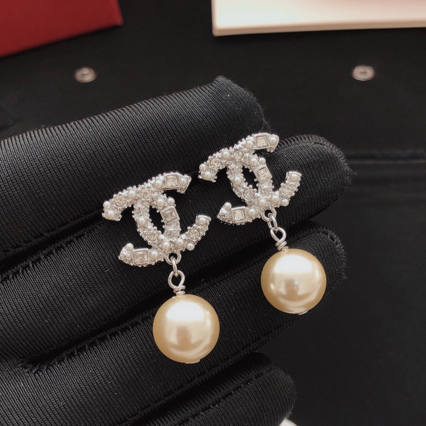 Chanel Brass Pearl Earrings