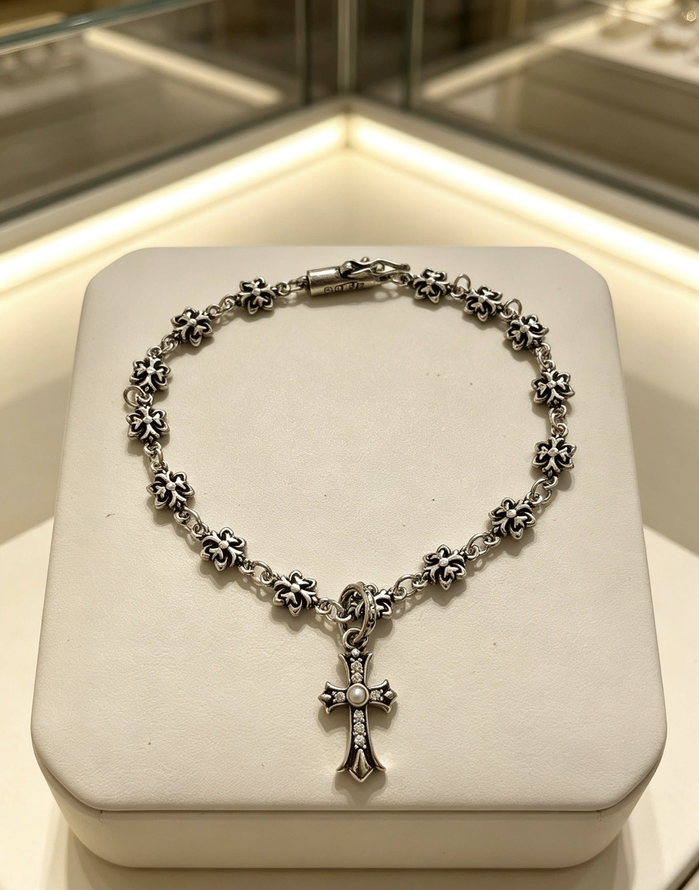 Chrome Hearts Sterling Silver Cross Bracelet