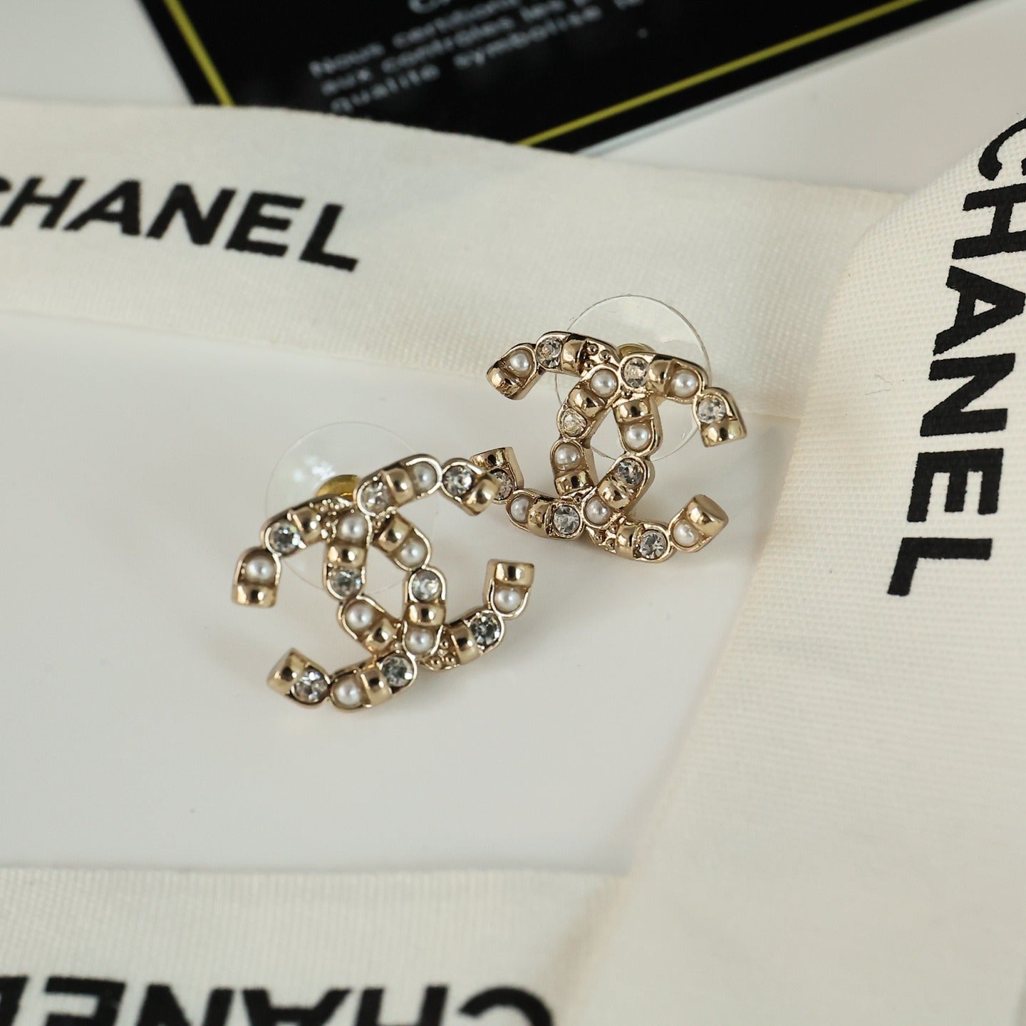 Chanel White Pearl Earrings