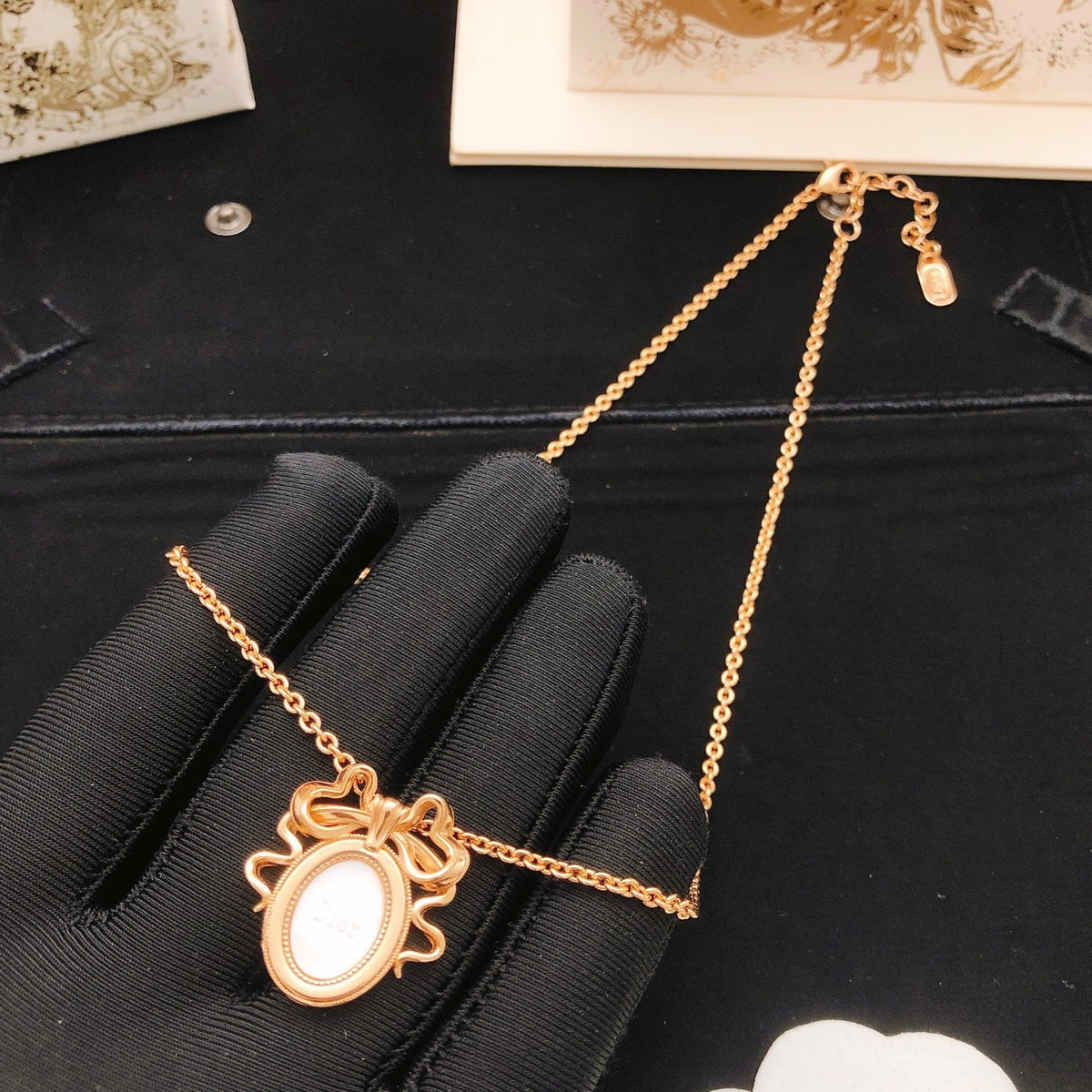 Dior Brass Bow Necklace