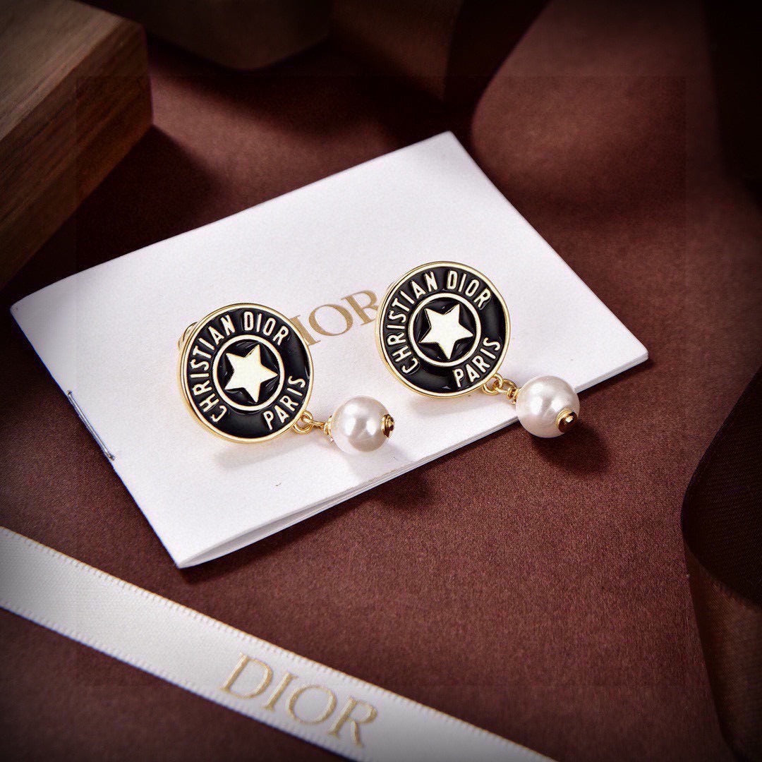 Dior Gold Pearl Earrings
