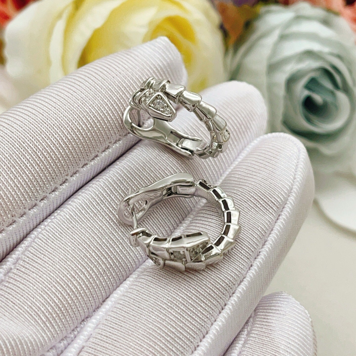 Bvlgari Silver Brass Serpent Earrings