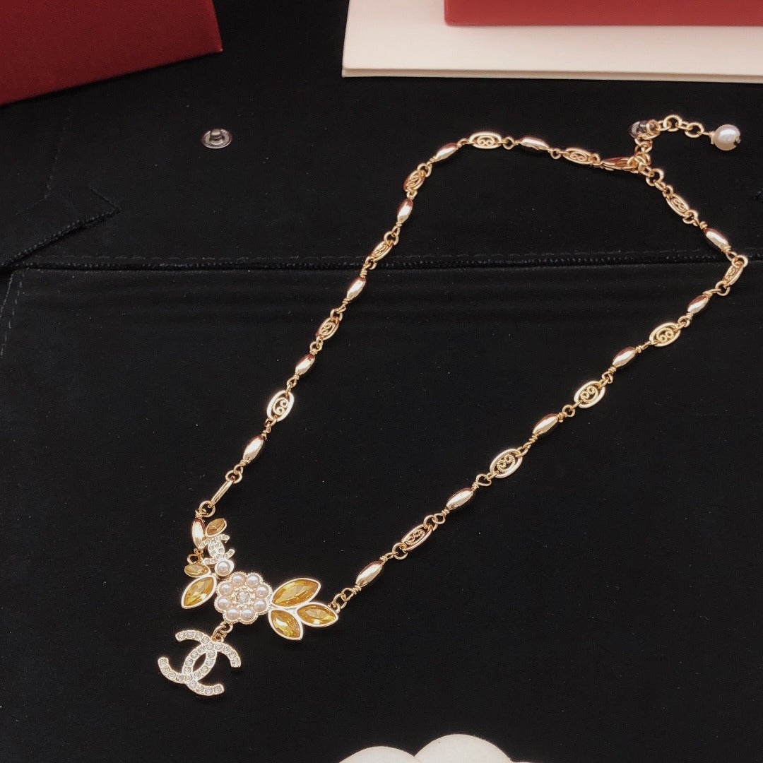 Chanel Brass Floral Necklace