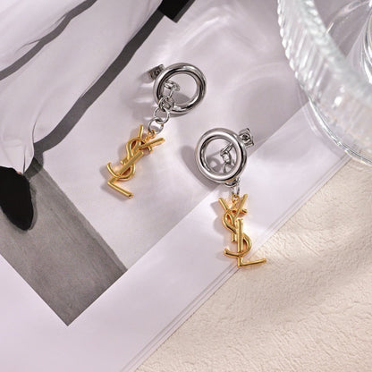 Saint Laurent Brass Logo Earrings
