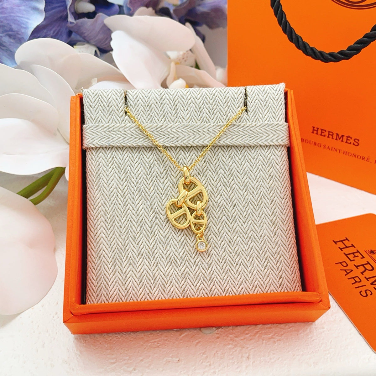 Hermes Gold Brass Tassel Necklace