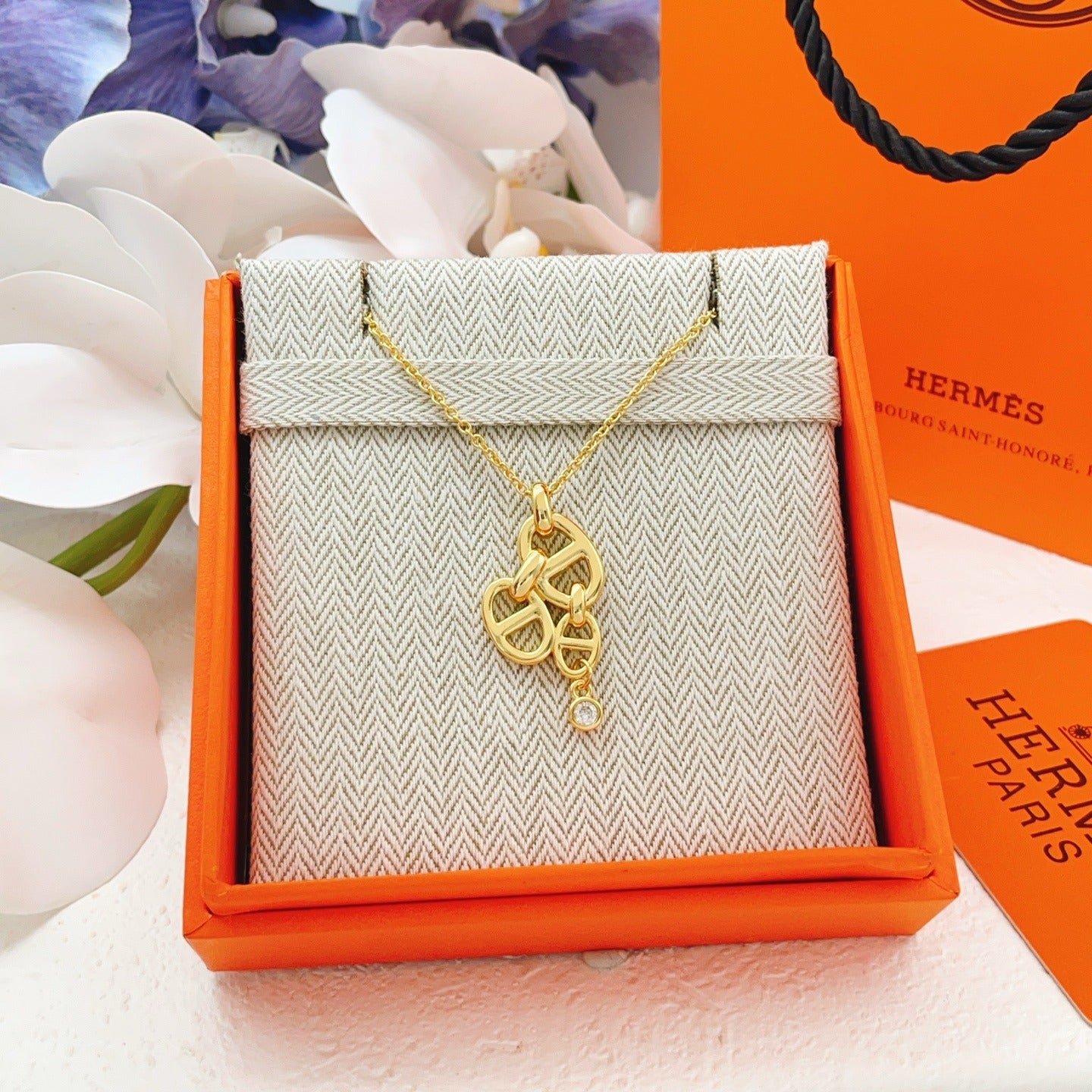 Hermes Gold Brass Tassel Necklace