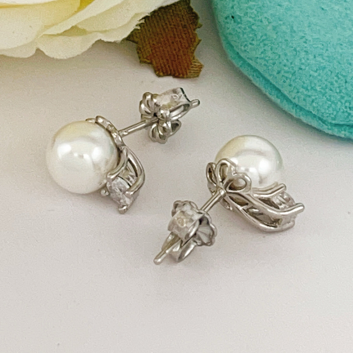 Tiffany & Co. Silver Brass Pearl Earrings
