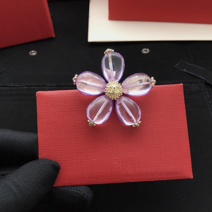 Chanel Purple Brass Floral Brooch
