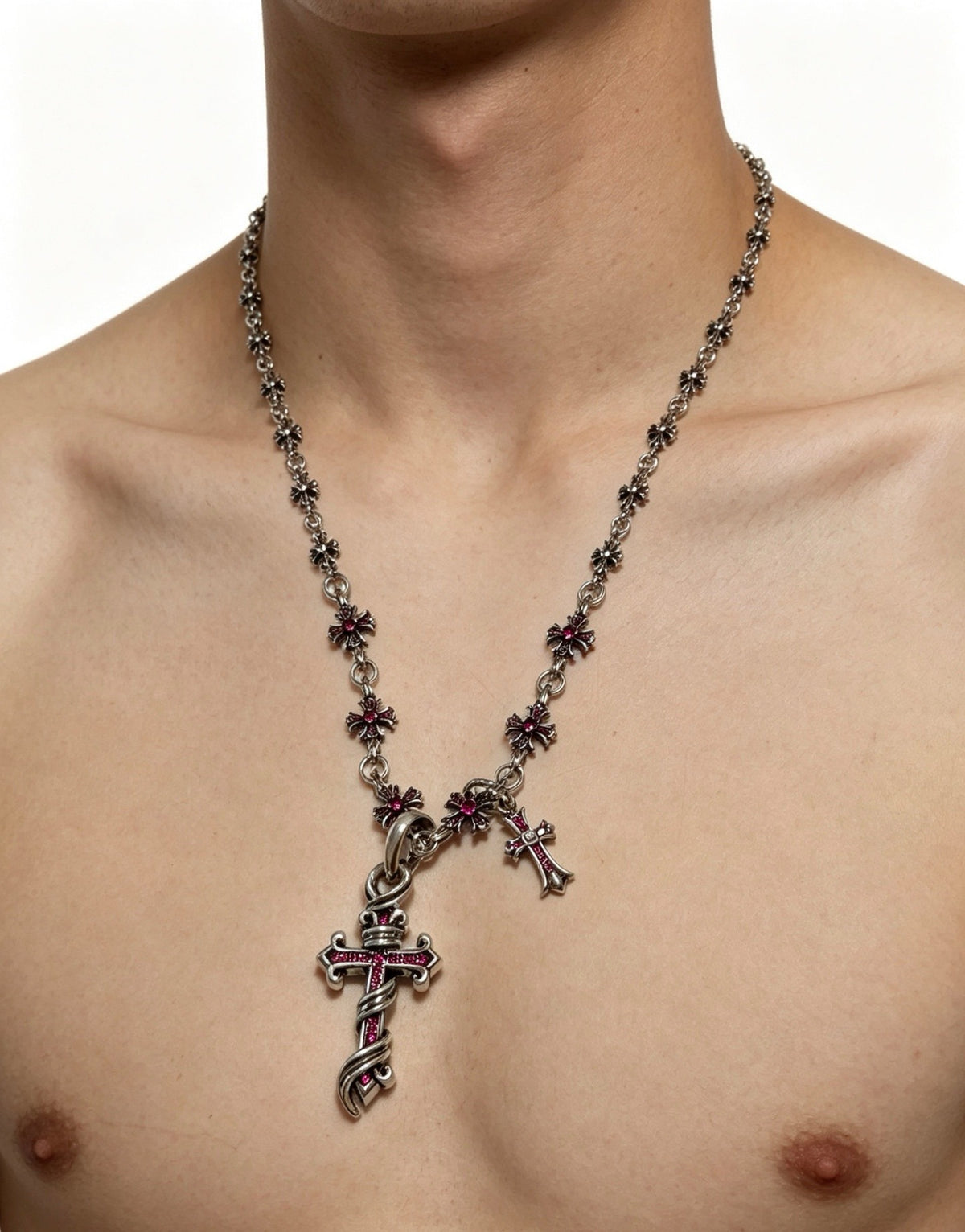 Chrome Hearts Sterling Silver Cross Necklace