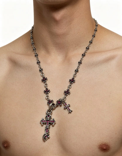 Chrome Hearts Sterling Silver Cross Necklace