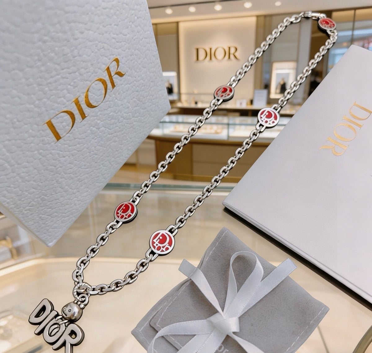 Dior Sterling Silver Chain Necklace