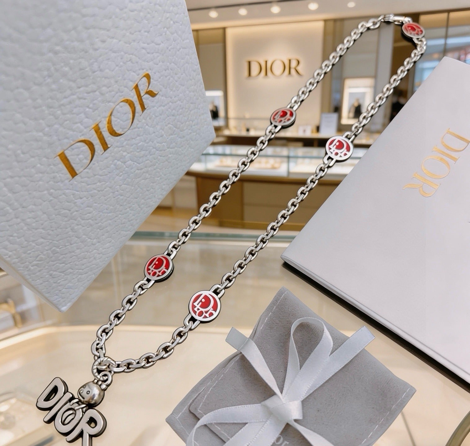 Dior Sterling Silver Chain Necklace
