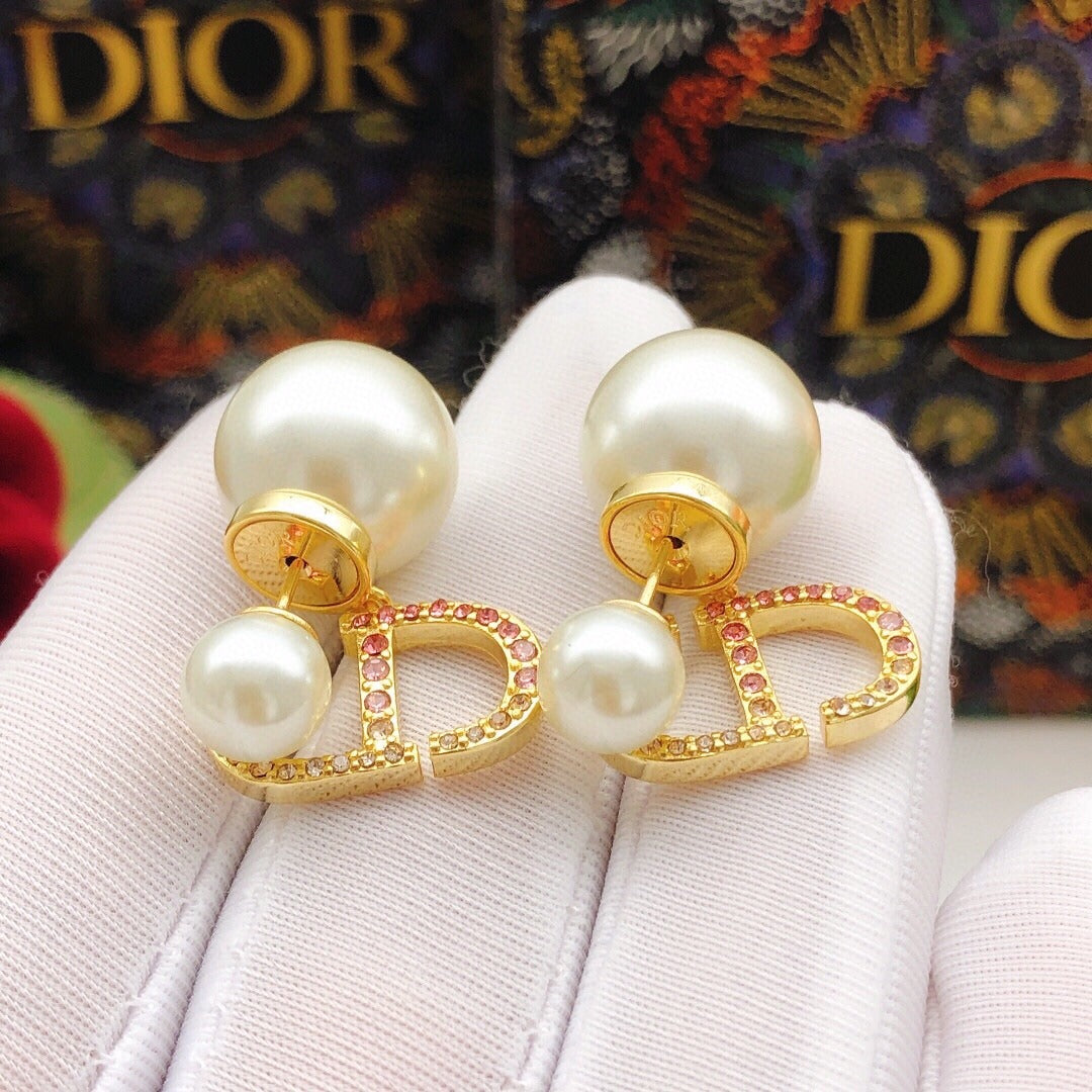 Dior Brass Pearl Earrings