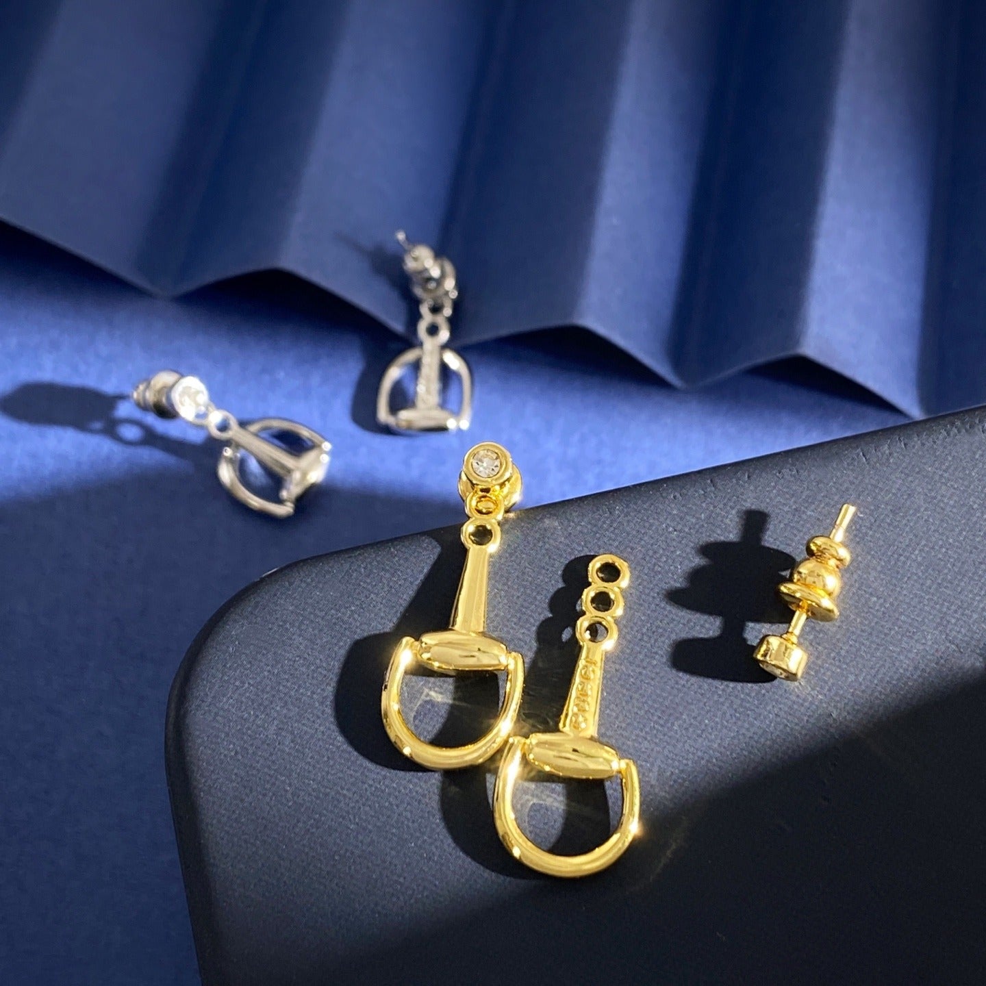 Gucci Silver Brass Horsebit Earrings
