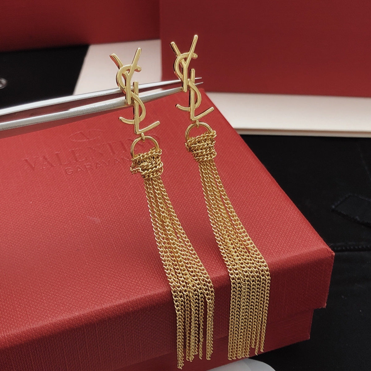 Saint Laurent Brass Tassel Earrings