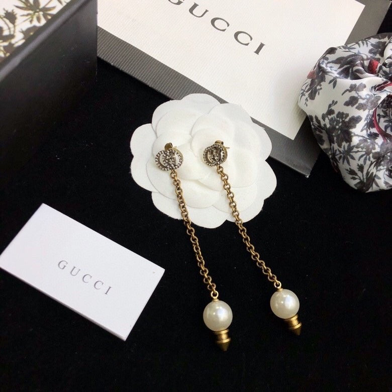 Gucci Sterling Silver Double G Earrings