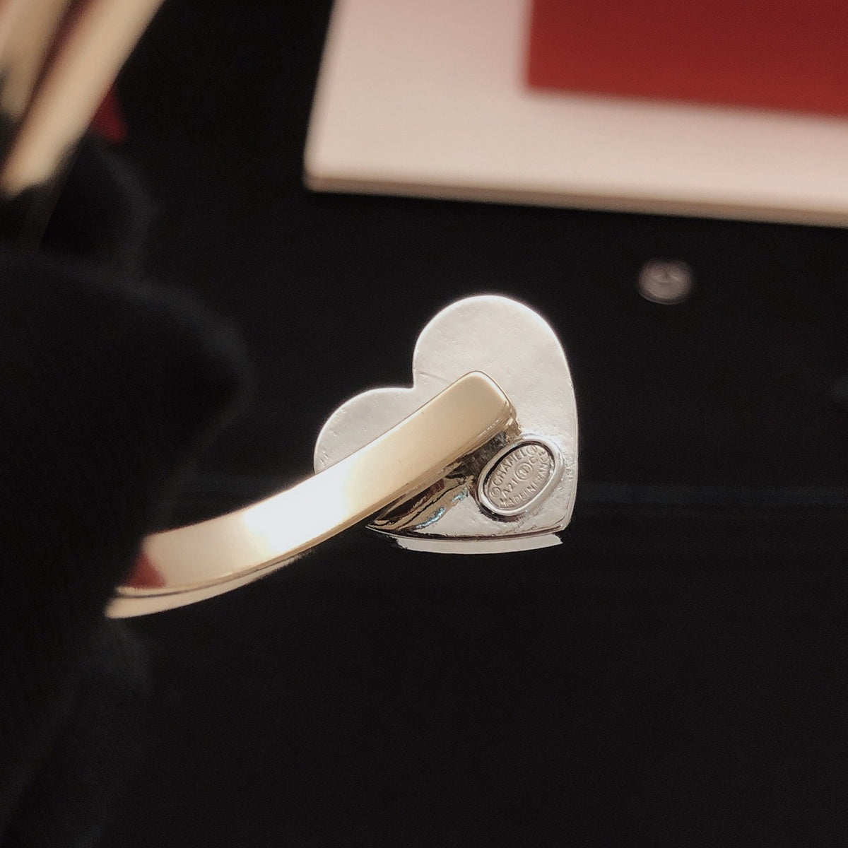 Chanel Silver Brass Heart Bracelet